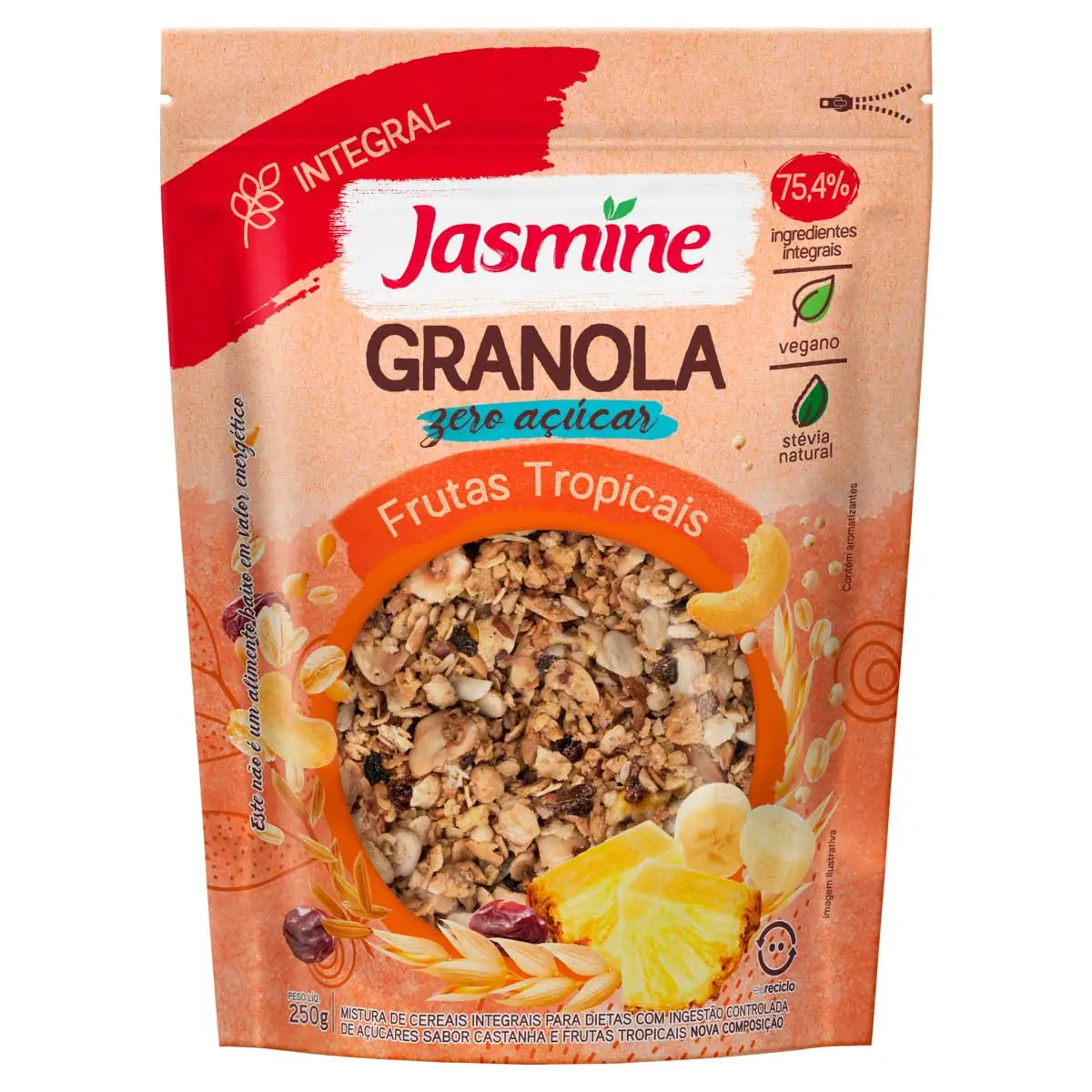 Granola Frutas Tropicais Zero Açúcar Jasmine Pacote 250g