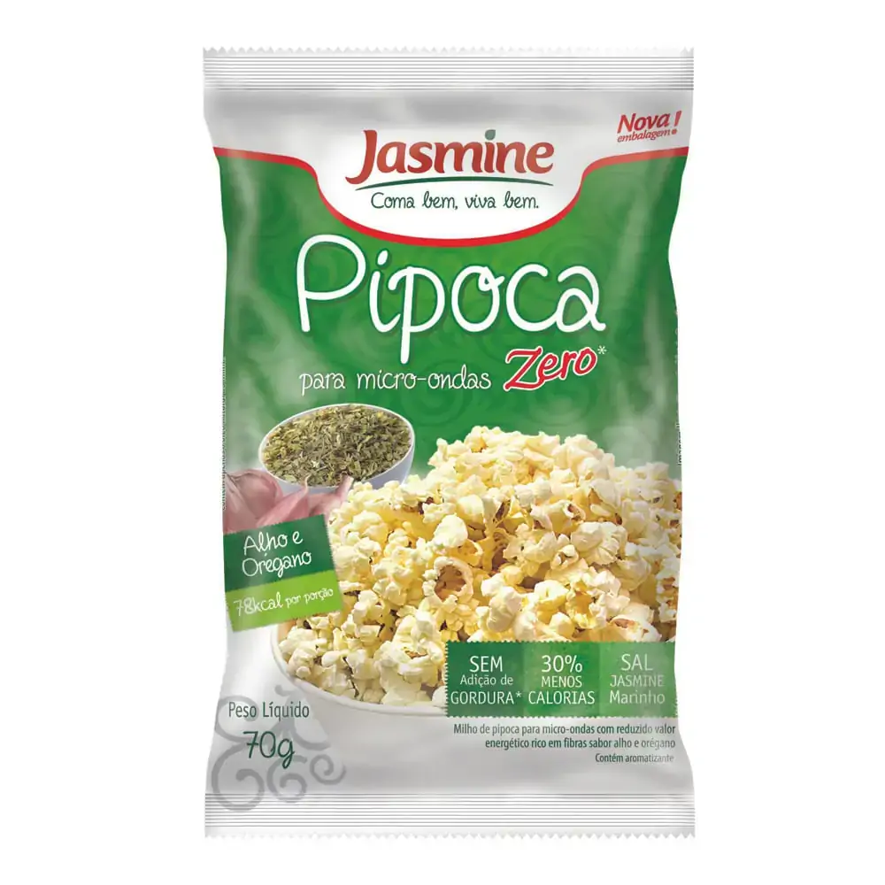 Pipoca Para Micro Ondas Alho E Orégano Jasmine Pacote 70g