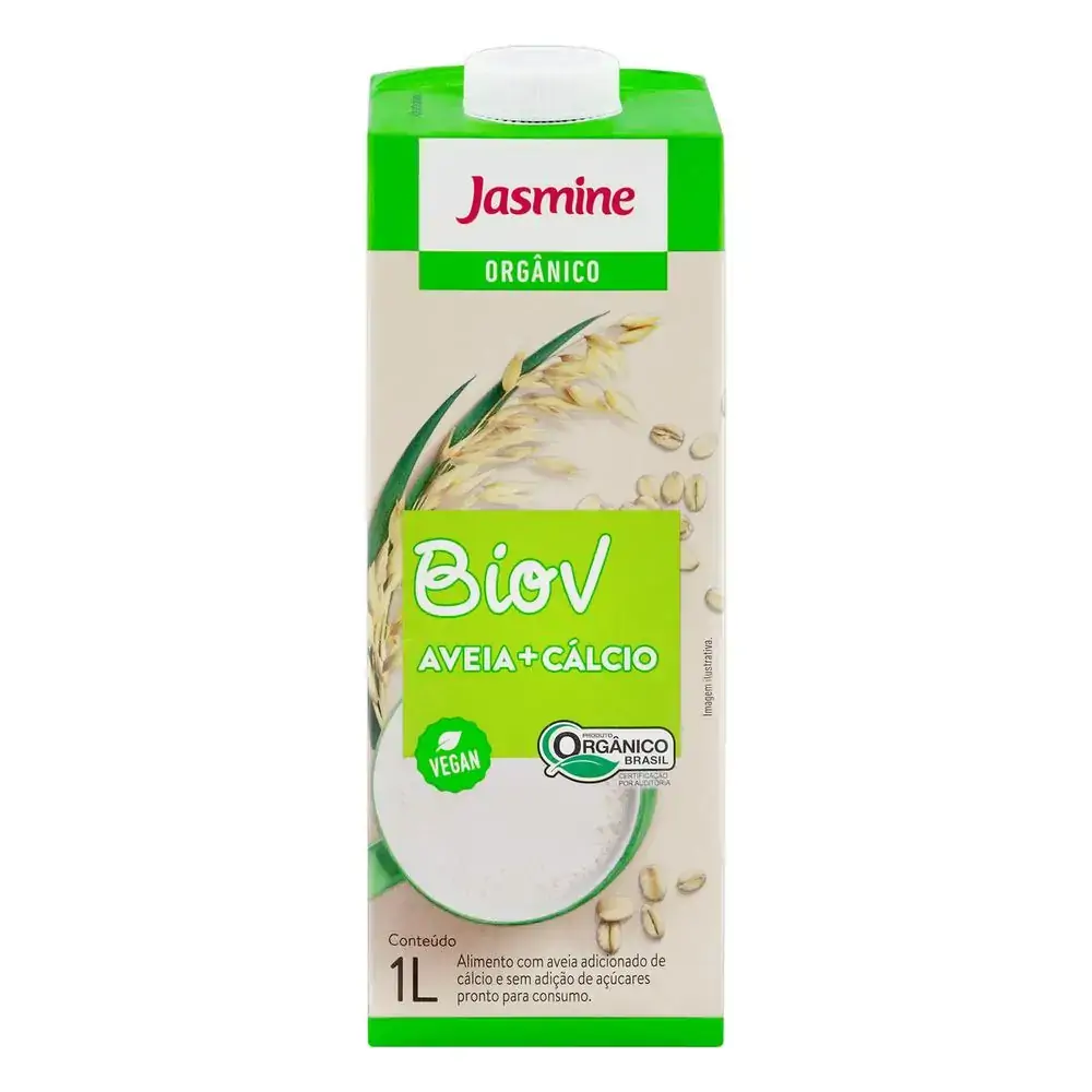 Leite Vegetal Aveia Cálcio BioV Orgânico Vegano Jasmine 1L