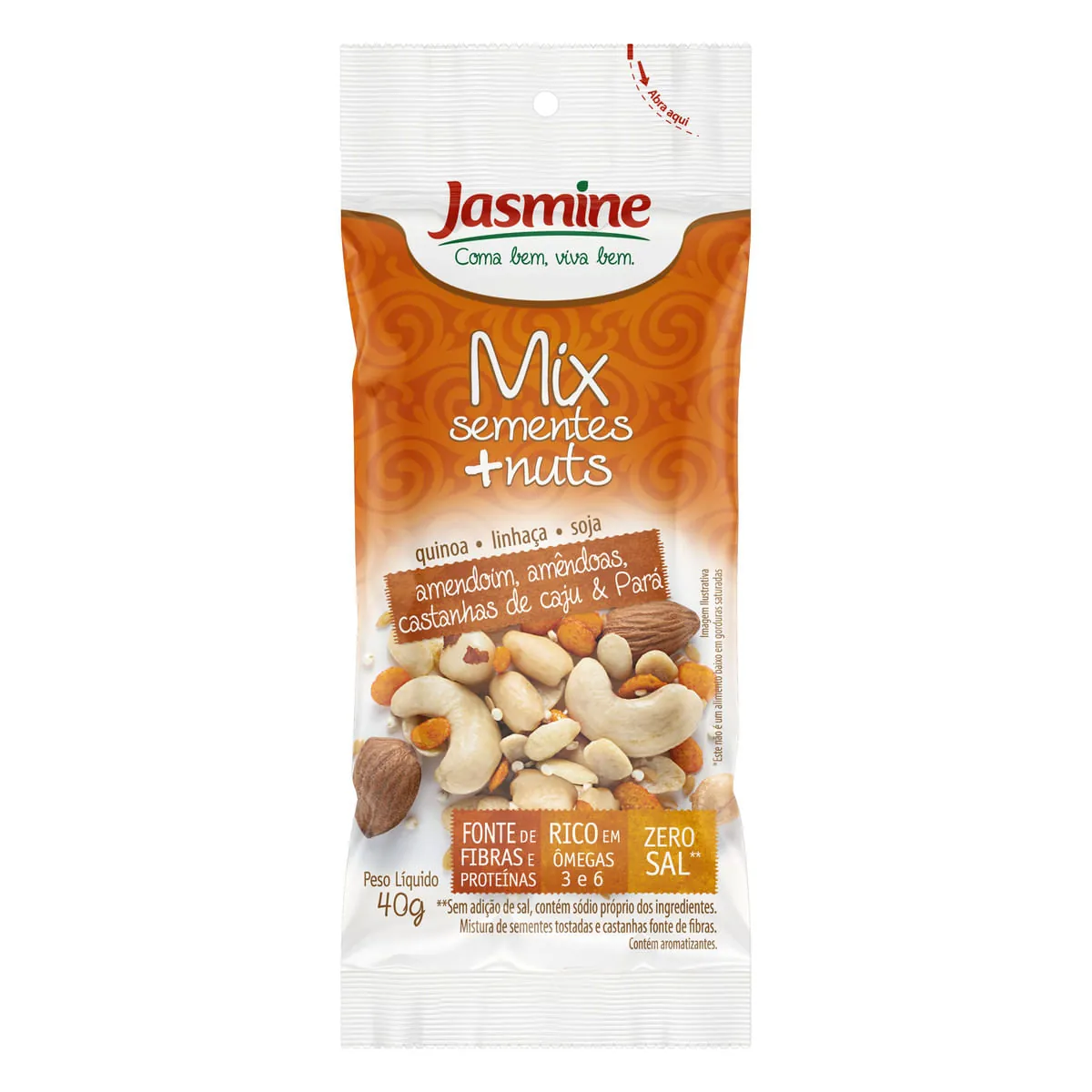 Mix De Sementes E Nuts JASMINE Pacote 40g