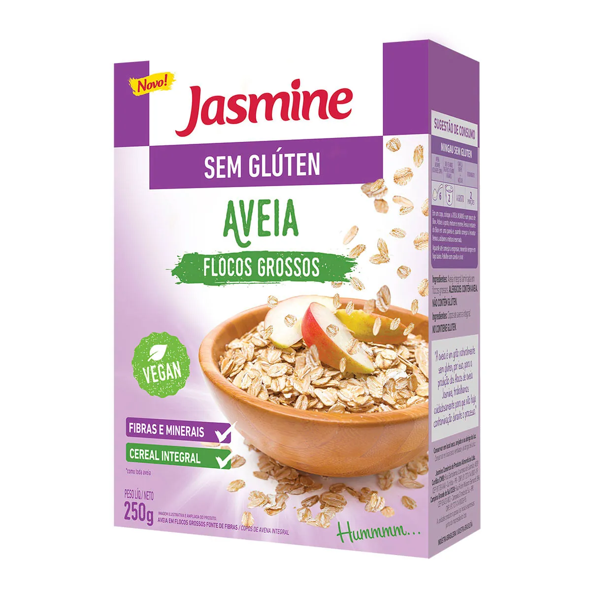 Aveia em Flocos Grossos Integral sem Glúten Jasmine Caixa 200g