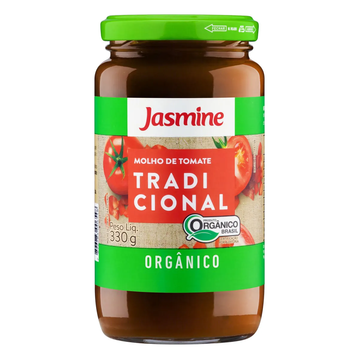 Molho De Tomate Orgânico Tradicional Jasmine Vidro 330g