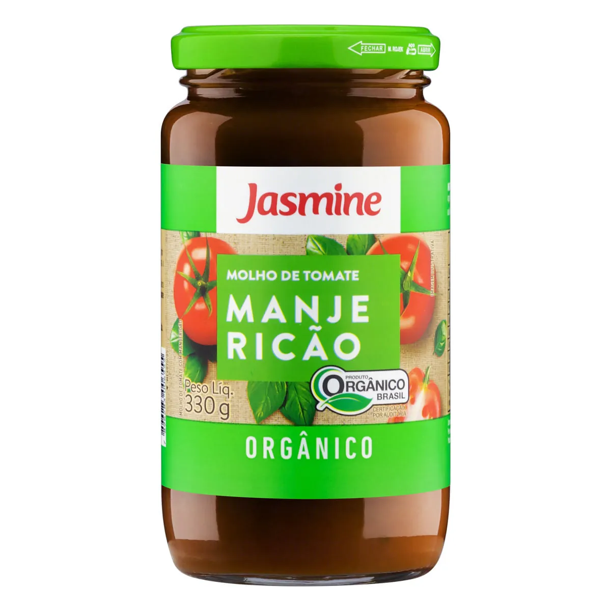 Molho De Tomate Com Manjericão Orgânico Jasmine Vidro 330g