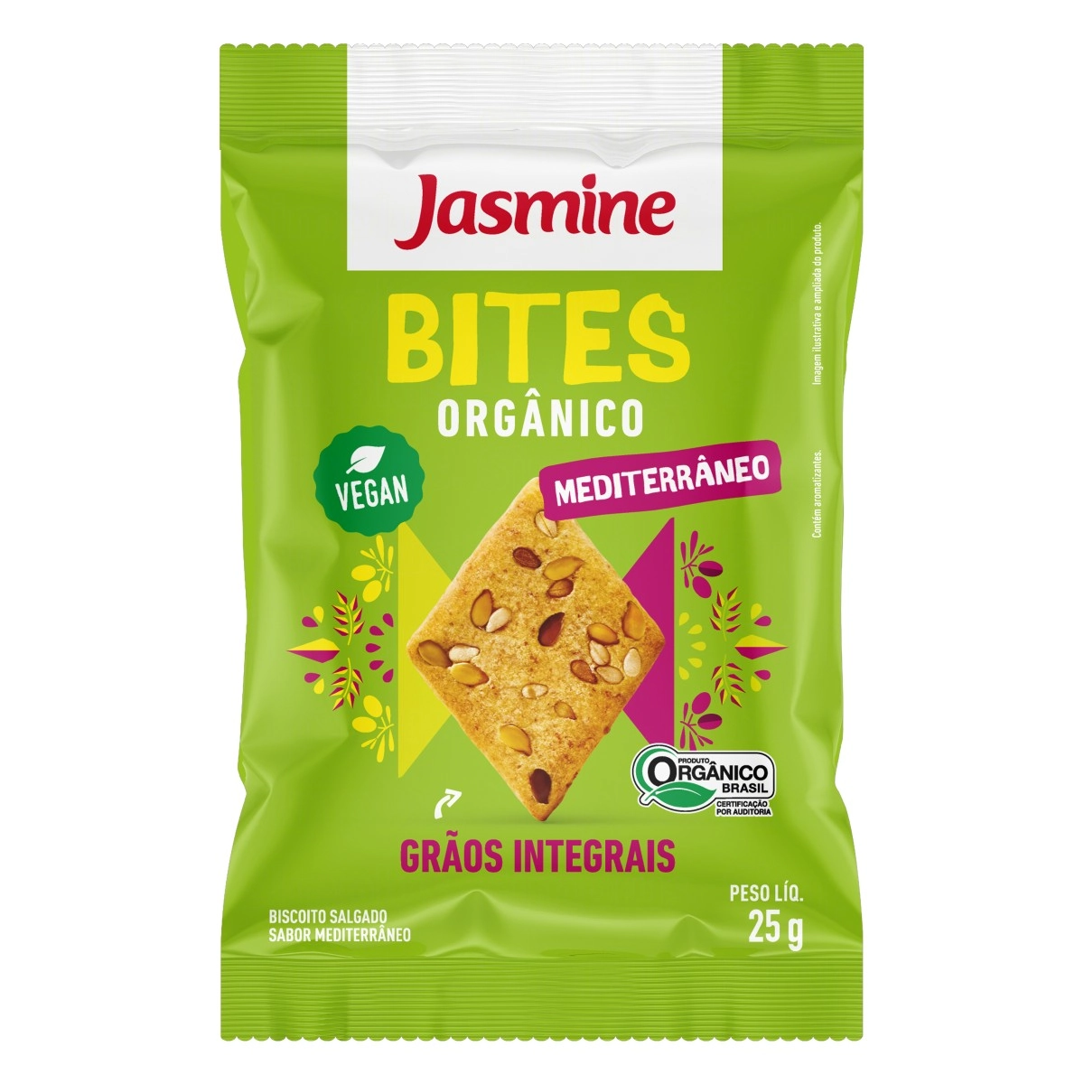Biscoito Vegano Orgânico Mediterrâneo Jasmine Bites Pacote 25g