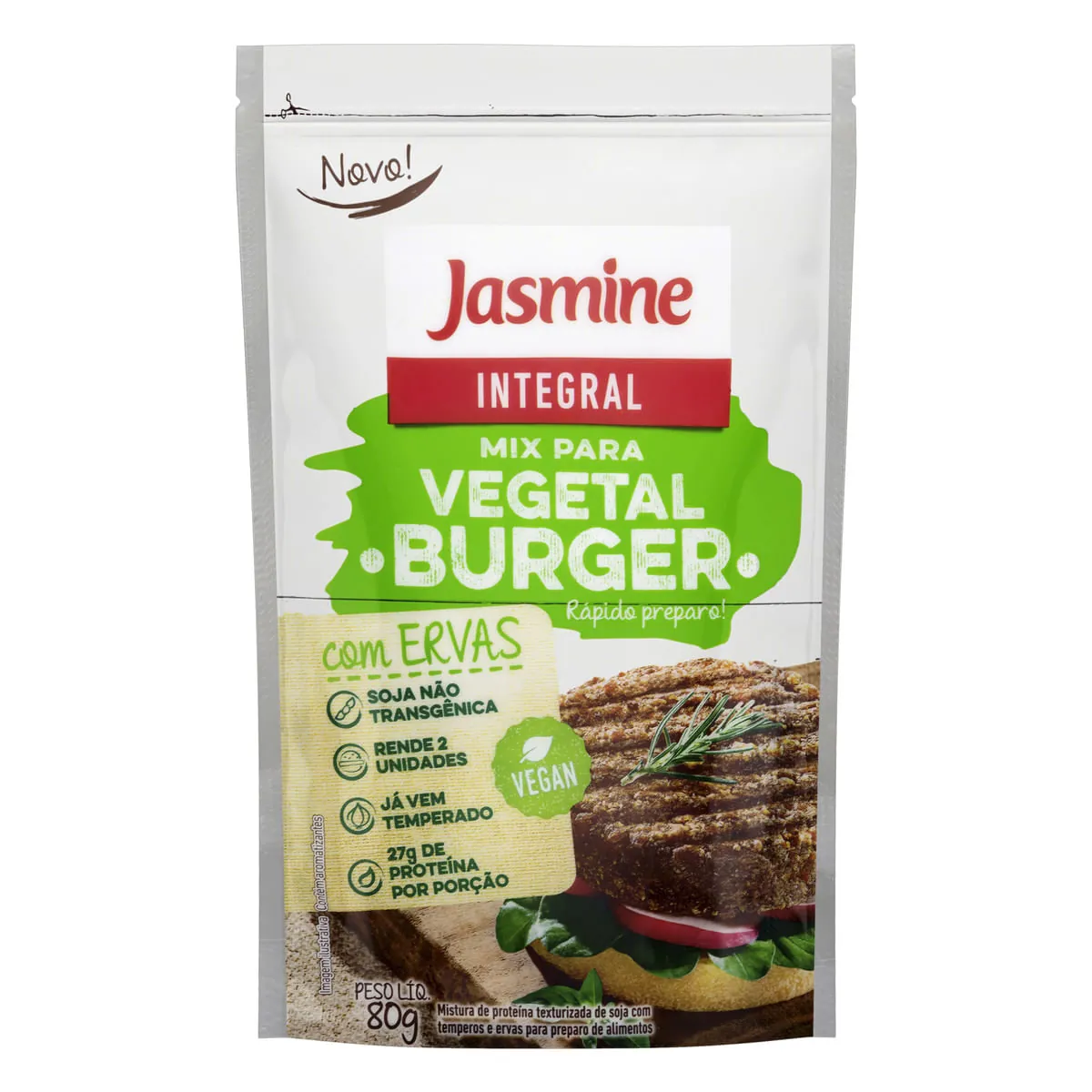 Mix para Vegetal Burger com Ervas Integral Jasmine Pacote 80g