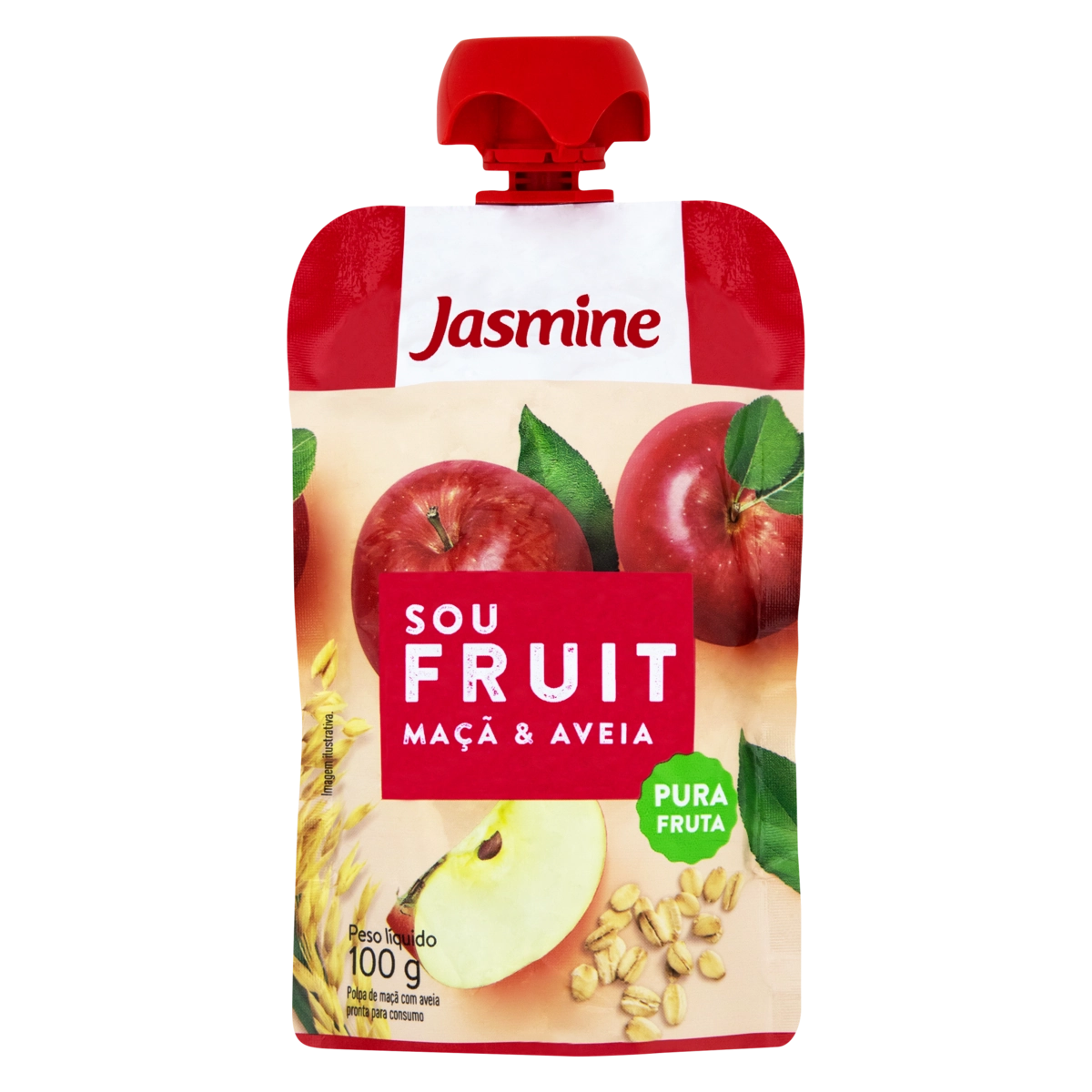 Purê de Frutas Maçã e Aveia Jasmine Sou Fruit Squeeze 100g