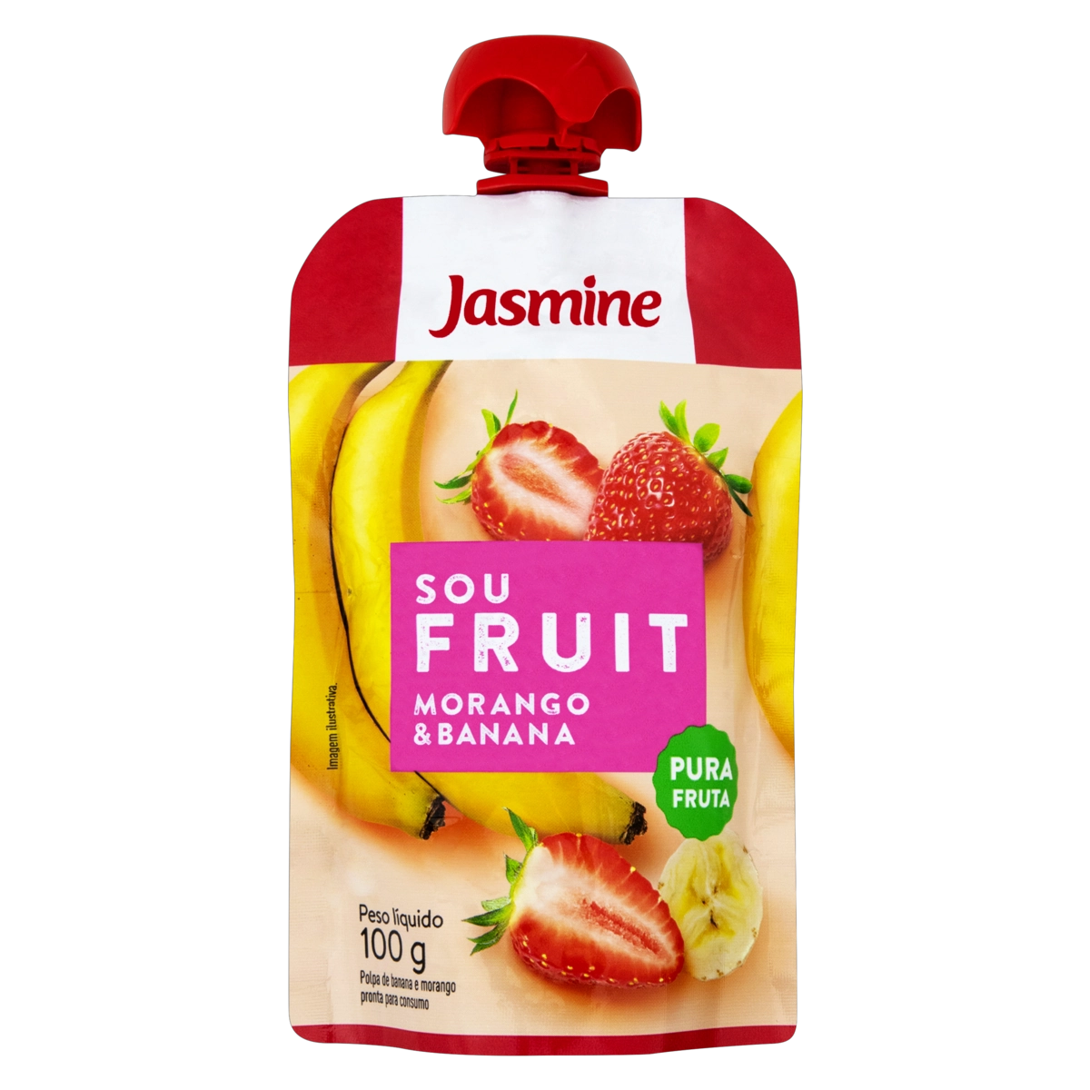 Purê de Frutas Banana e Morango Jasmine Sou Fruit Squeeze 100g