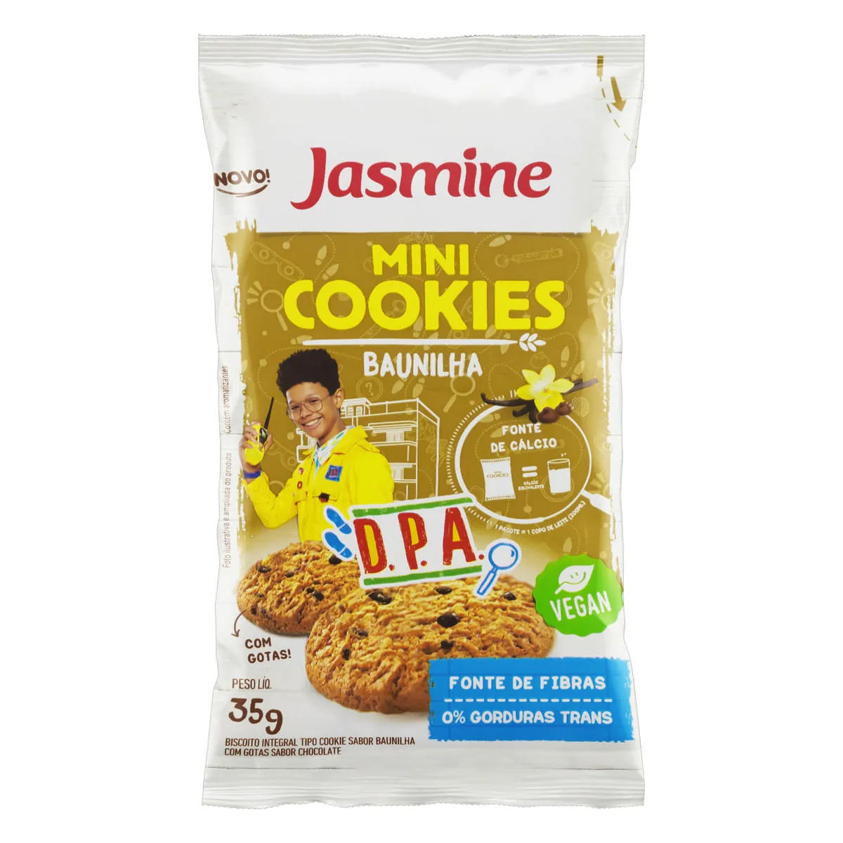 Mini Cookies Baunilha Vegano Fonte Calcio Jasmine 35g