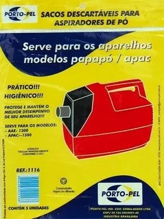 Saco Para Aspirador De Pó Descartável Papa Pó 1500 1200 Porto Pel Pacote 5 Unidades