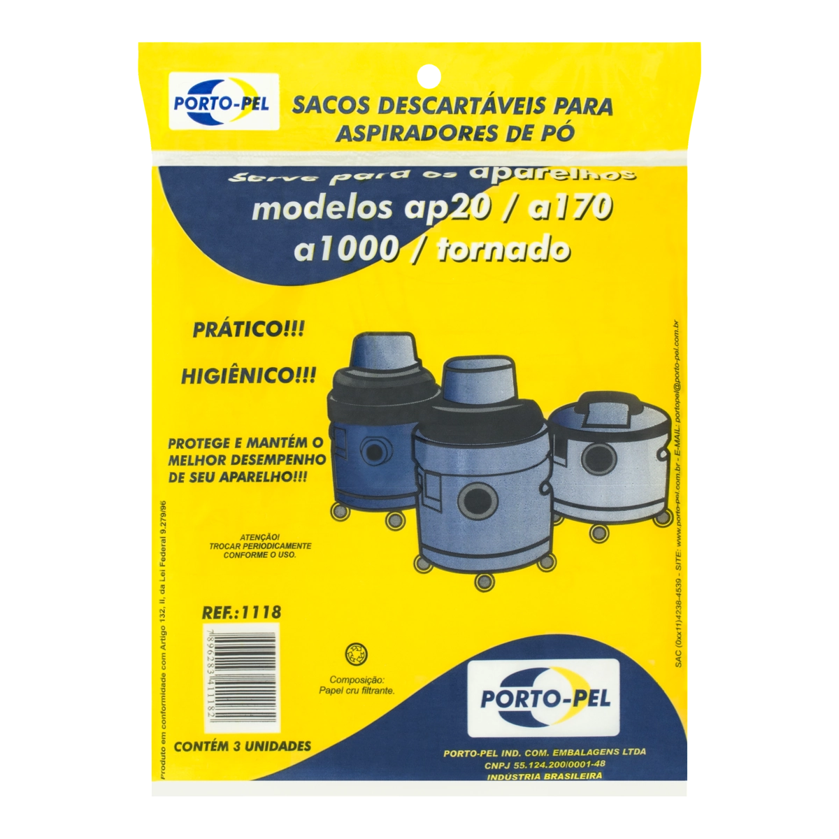 Saco aspirador electrolux hidrolux ap20 / a170 / a1000 / tornado - 3 und (REF.1118)