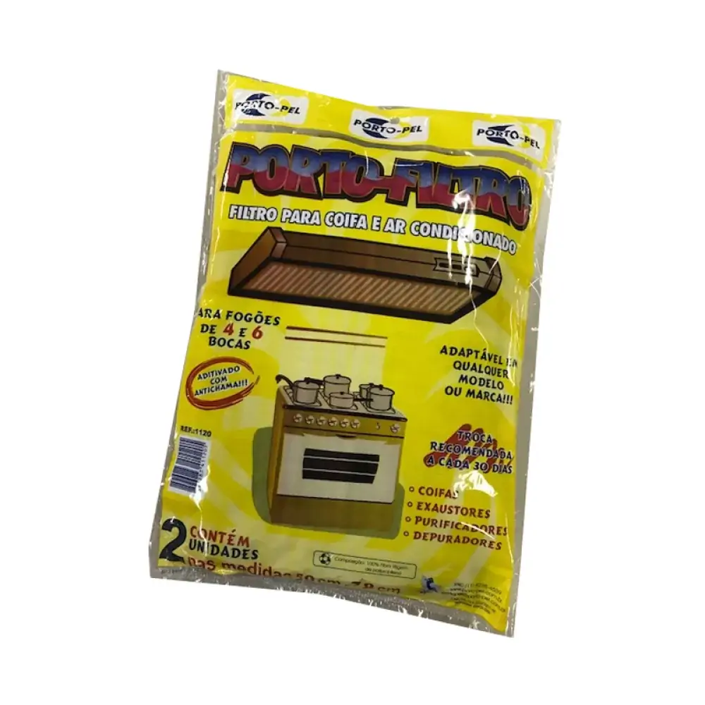 Filtro para Coifa e Ar Condicionado Porto-Filtro Porto-Pel 59cm x 78cm Pacote 2 Unidades