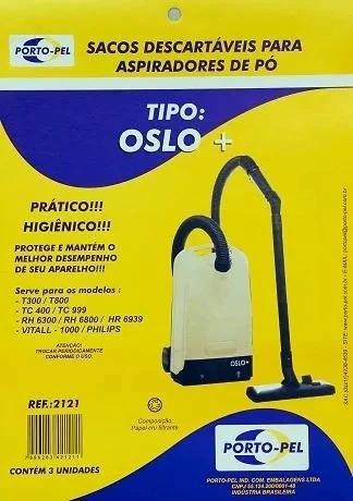 Saco aspirador Walita Oslo Turbo TC 513 / T300 / T800 / TC400 / TC999 / RH / HR / vital PHILIPS - 3 und (REF.2121)
