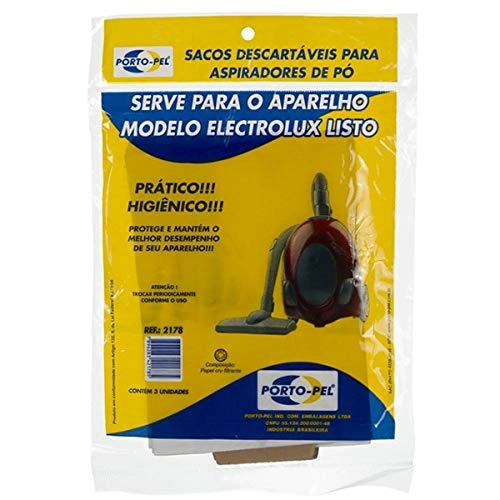 Saco para Aspirador de Pó Descartável Listo, Pet-Lover e Neo Porto-Pel Pacote 3 Unidades