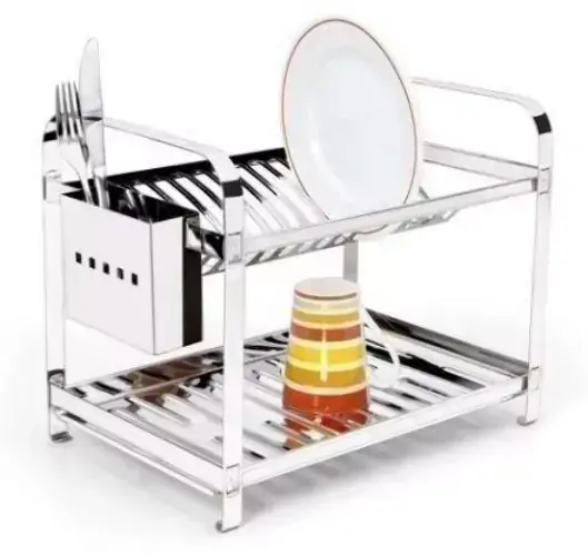 Escorredor Aço Inox 16 Pratos c/ Porta Talheres em Aço Inox Makinox