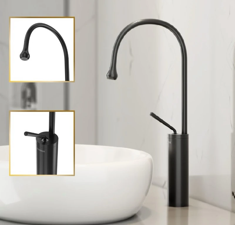 Torneira Banheiro Luxo Monocomando Capri Gota Aço Inox Preta
