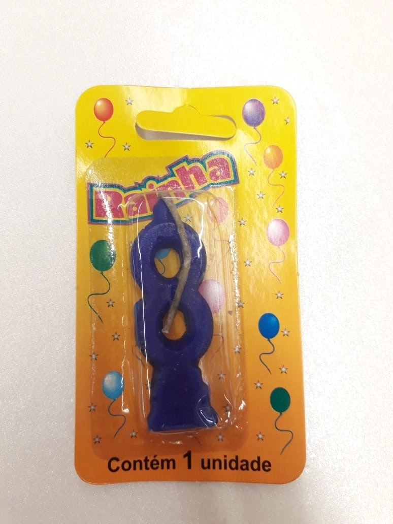 Vela Rainha Parafina Numerada N.8 Azul