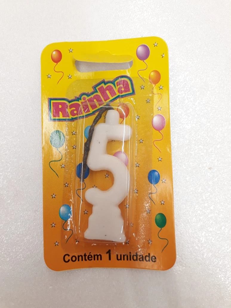 Vela Rainha Parafina Numerada N.5 Branca