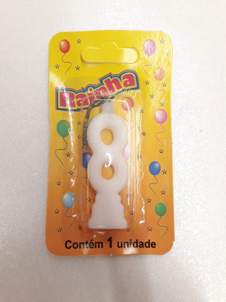 Vela Rainha Parafina Numerada N.8 Branca