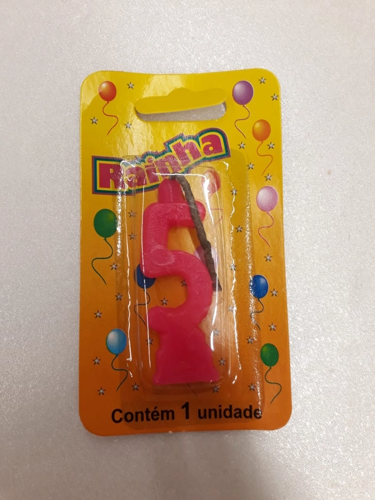 Vela Rainha Parafina Numerada N.5 Rosa