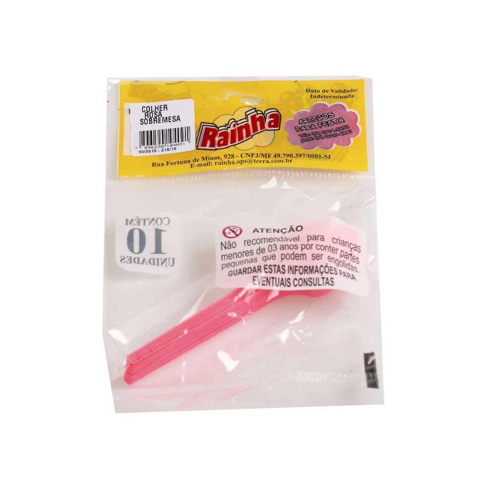 Colher Desc Rainha Sobremesa Rosa C/10