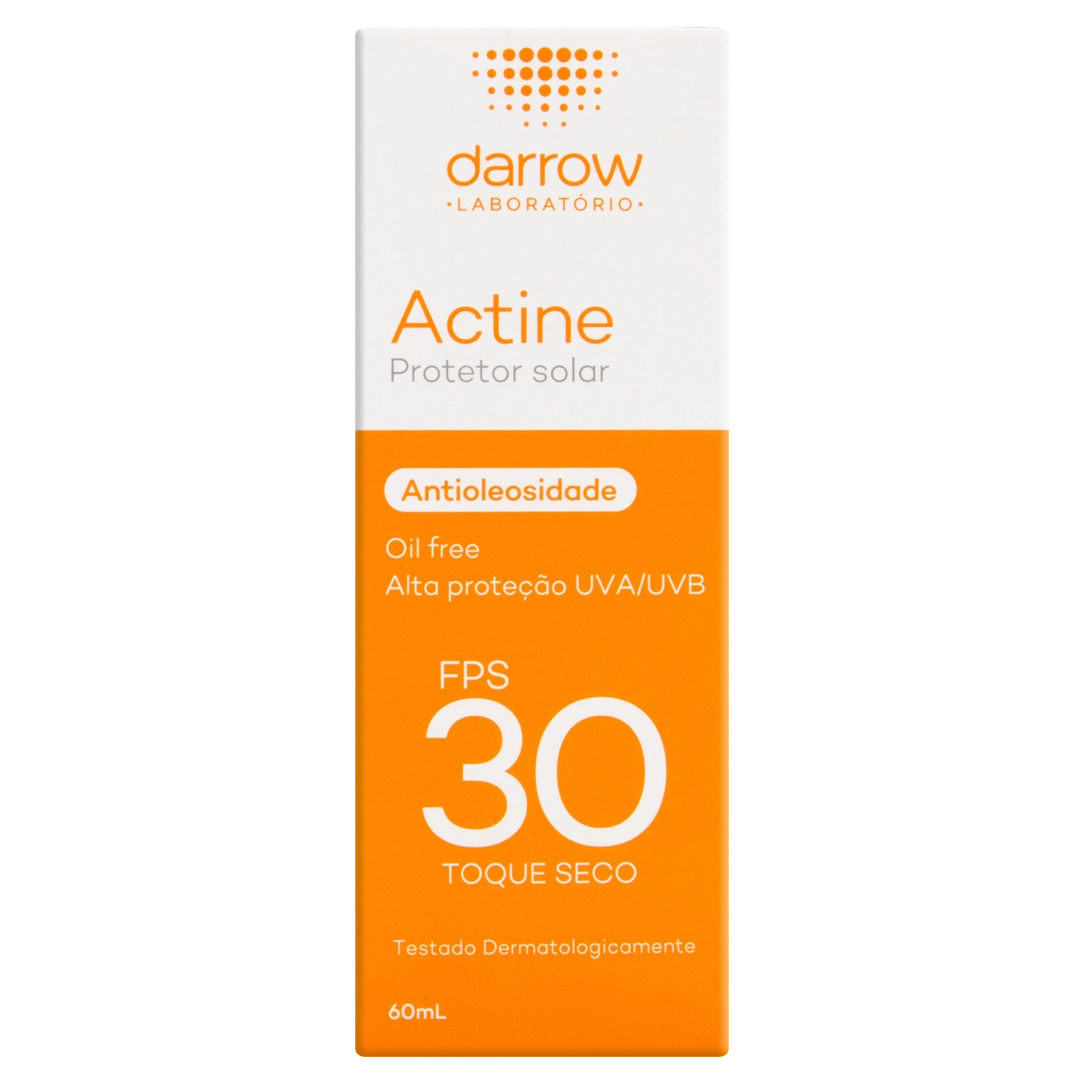 Protetor Solar Toque Seco Antioleosidade Fps 30 Sem Perfume Darrow Actine Caixa 60ml