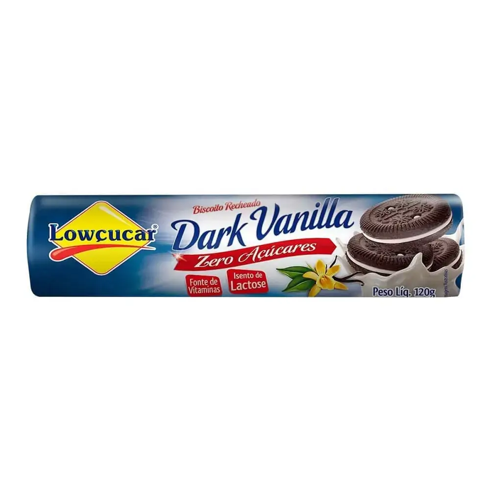 Biscoito Recheado Dark Vanilla Lowçucar Zero Açúcar e Lactose 120 g