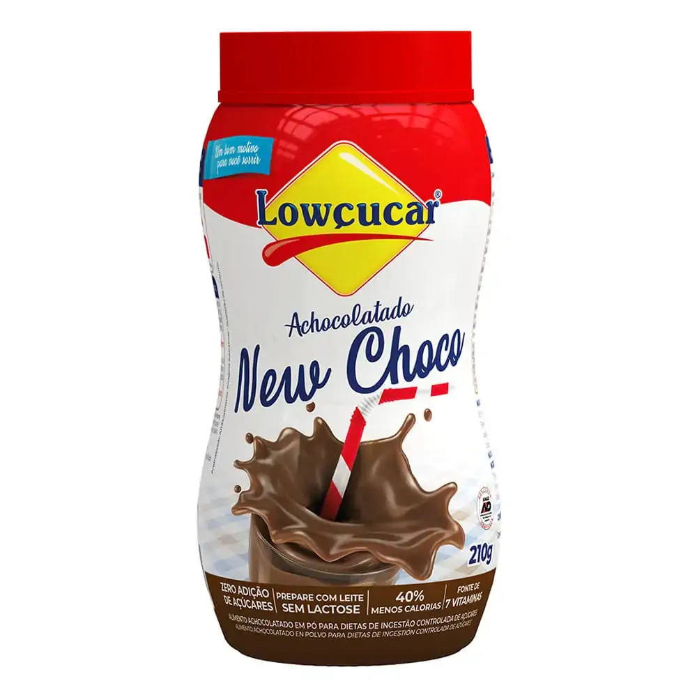 Achocolatado em Pó Solúvel Light sem Glúten e sem Lactose Lowçucar New Choco 210g