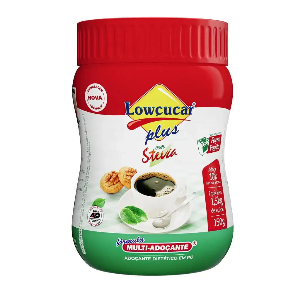 Adoçante Em Pó Stevia Lowçucar Plus Pote 150g