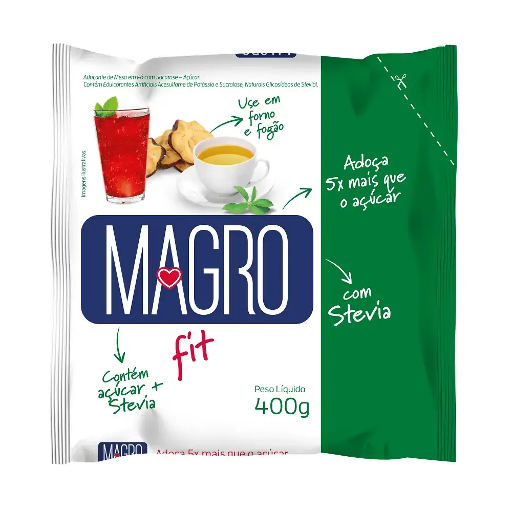 Adoçante Em Pó Stevia Magro Fit Pacote 400g