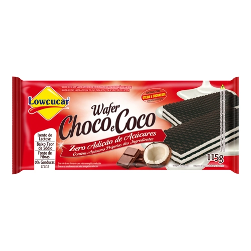 Wafer Choco e Coco LOWÇUCAR 115g
