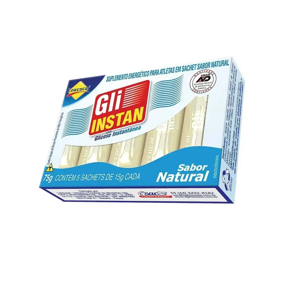 Gli Instan Bala Líquida Sabor Natural Com Glicose Instantânea C/ 5 Sachês De 15g Cada