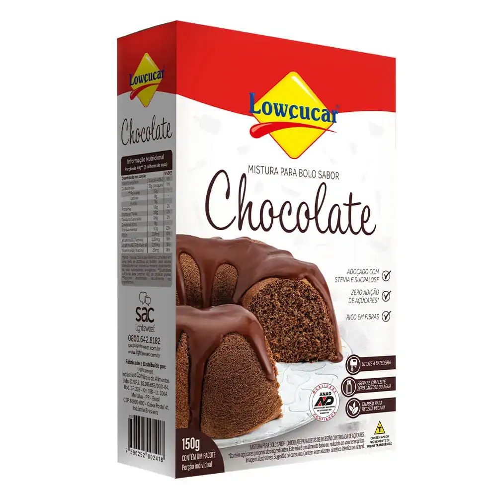 Mistura Para Bolo Chocolate Lowçucar Caixa 150g