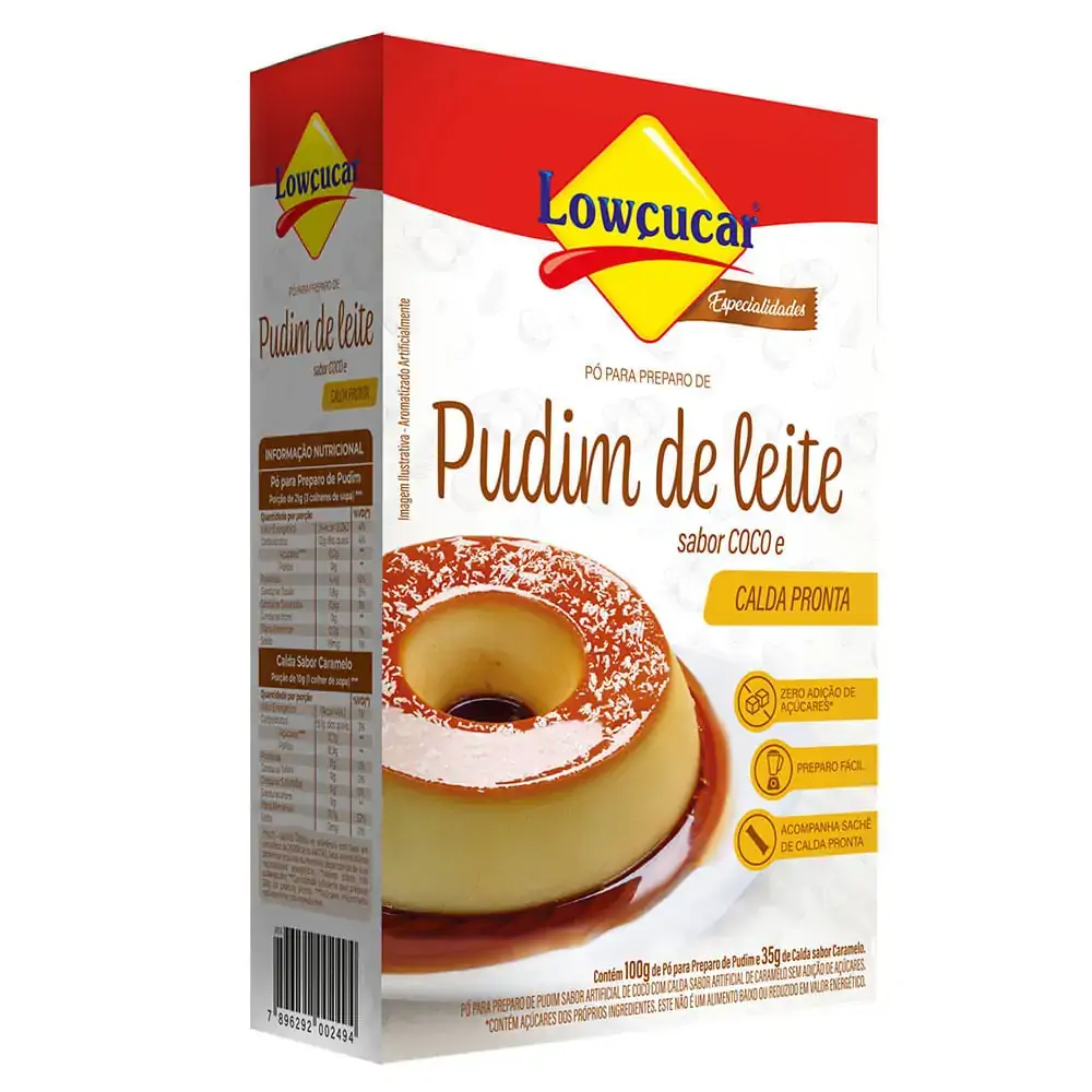 Pó Para Pudim De Leite Coco Calda Caramelo Lowçucar Caixa 135g