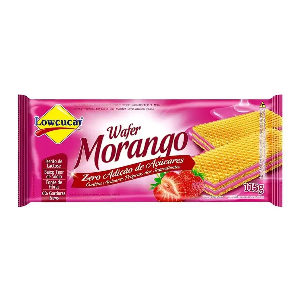 Biscoito Wafer Recheio Morango Zero Lactose Lowçucar Pacote 115g