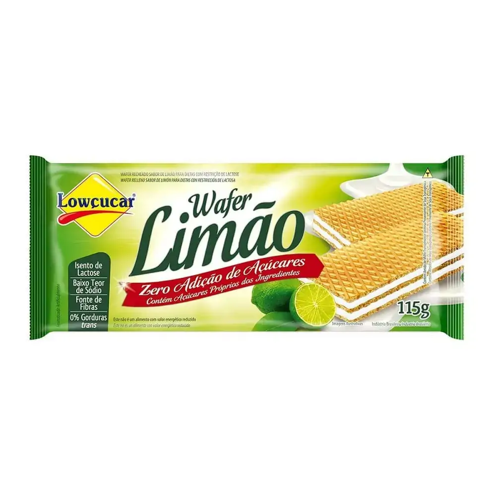 Biscoito Wafer Recheio Limão Zero Lactose Lowçucar Pacote 115g