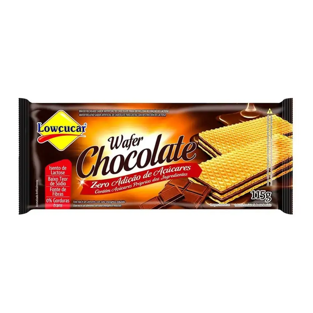 Wafer Recheado de Chocolate Lowçucar 115g
