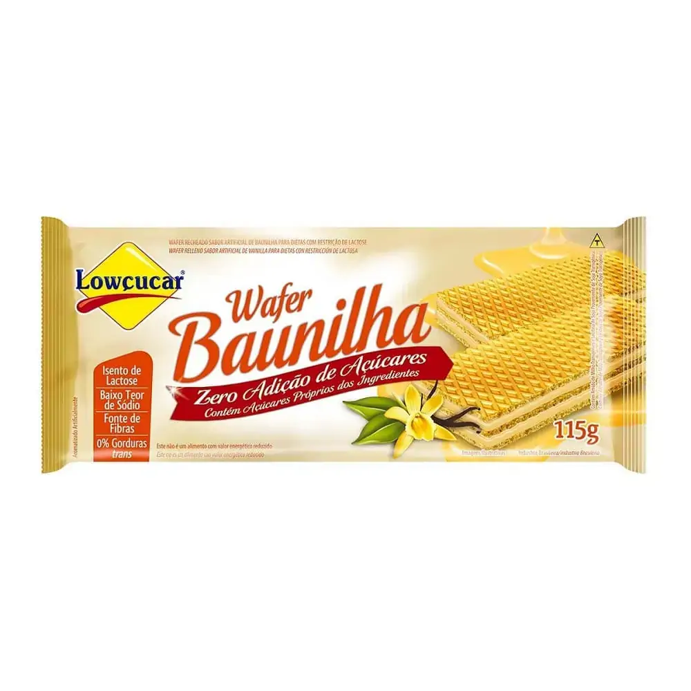 Biscoito Wafer Recheio Baunilha Zero Lactose Lowçucar Pacote 115g