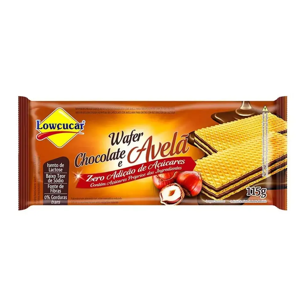 Wafer de Chocolate com Avelã Zero Açúcar Lowçucar 115 g