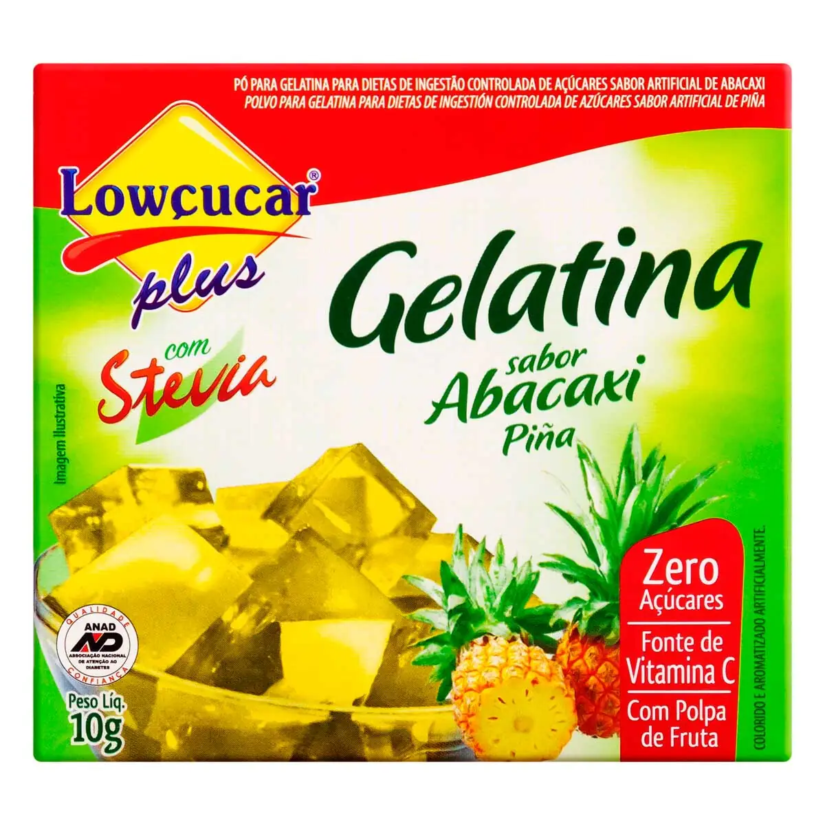 Gelatina Pó Com Stevia Abacaxi Diet Lowçucar Plus Caixa 10g