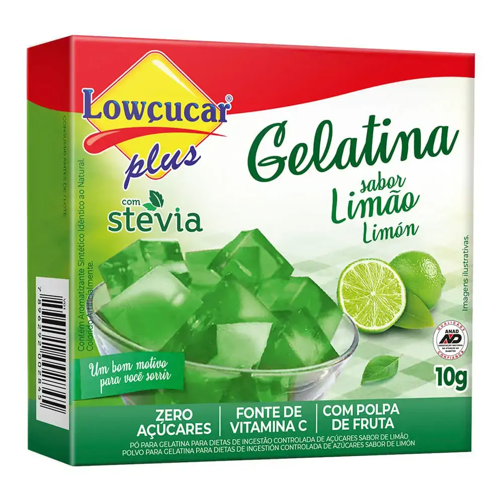 Gelatina Pó Com Stevia Limão Diet Lowçucar Plus Caixa 10g