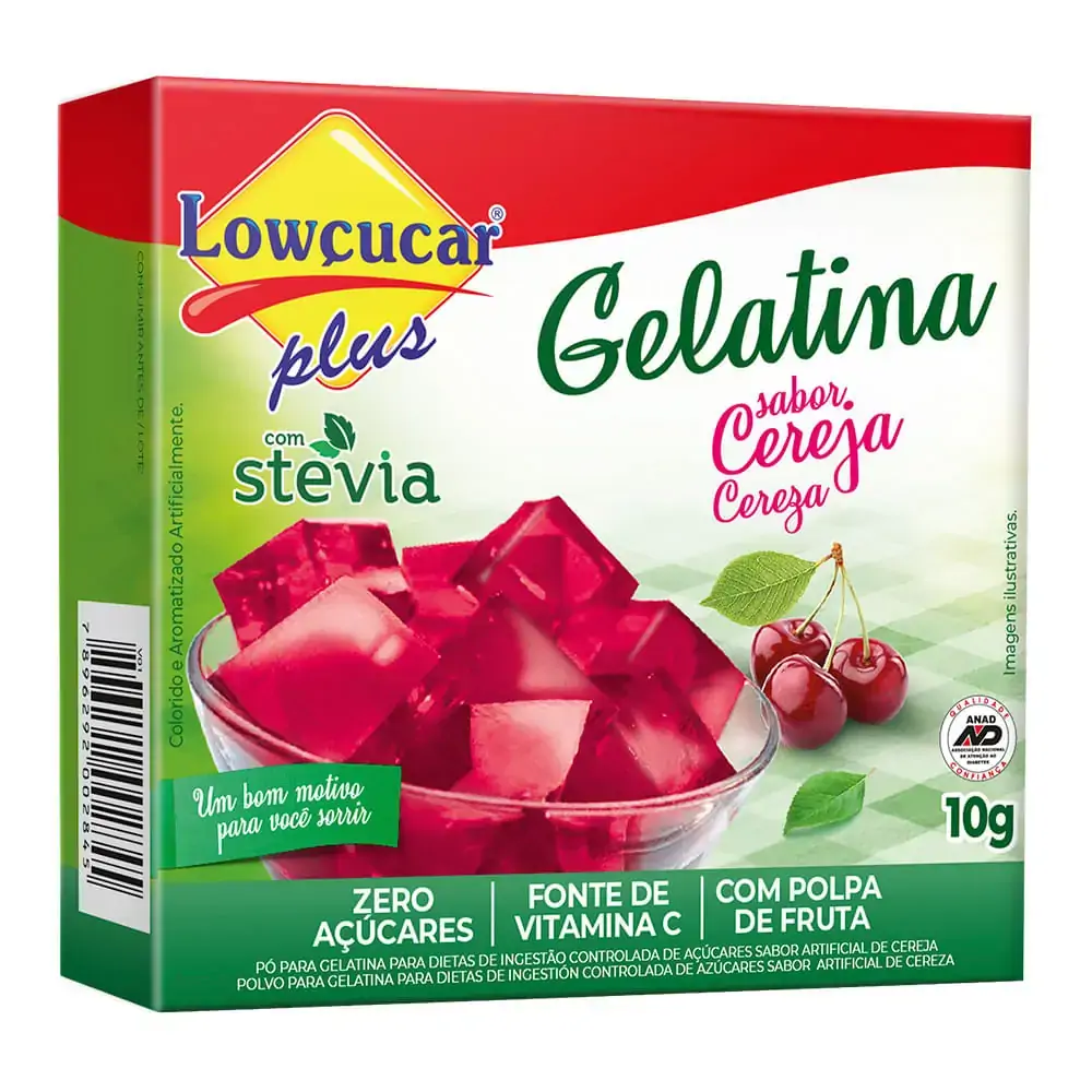Gelatina Cereja Zero Açúcar Lowçucar 10g