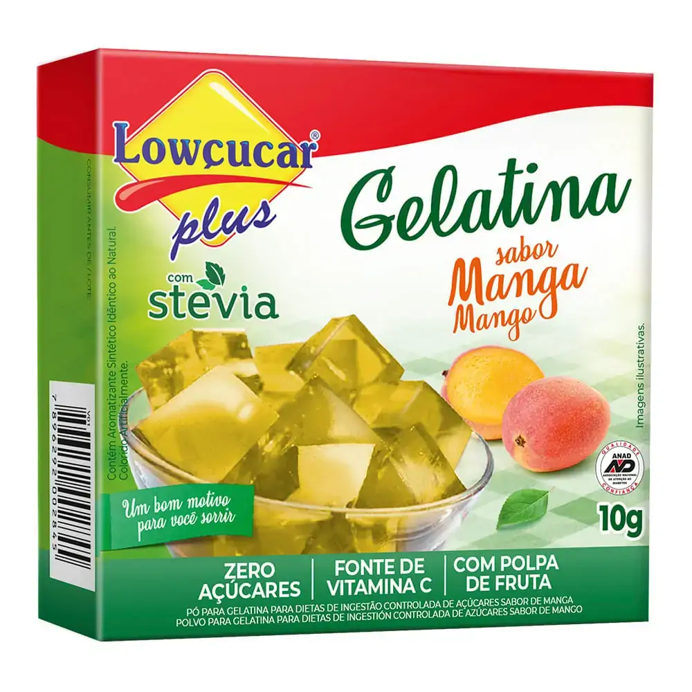 Gelatina Pó Com Stevia Manga Zero Açúcar Lowçucar Plus Caixa 10g