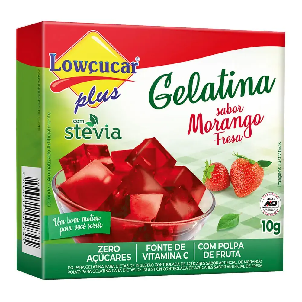 Gelatina Zero Lowcucar morango 10g