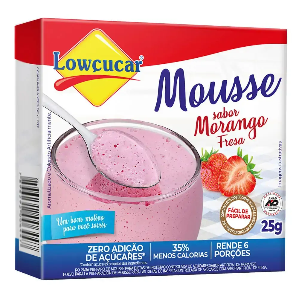 Pó para Preparo Mousse Morango LOWÇUCAR 25g