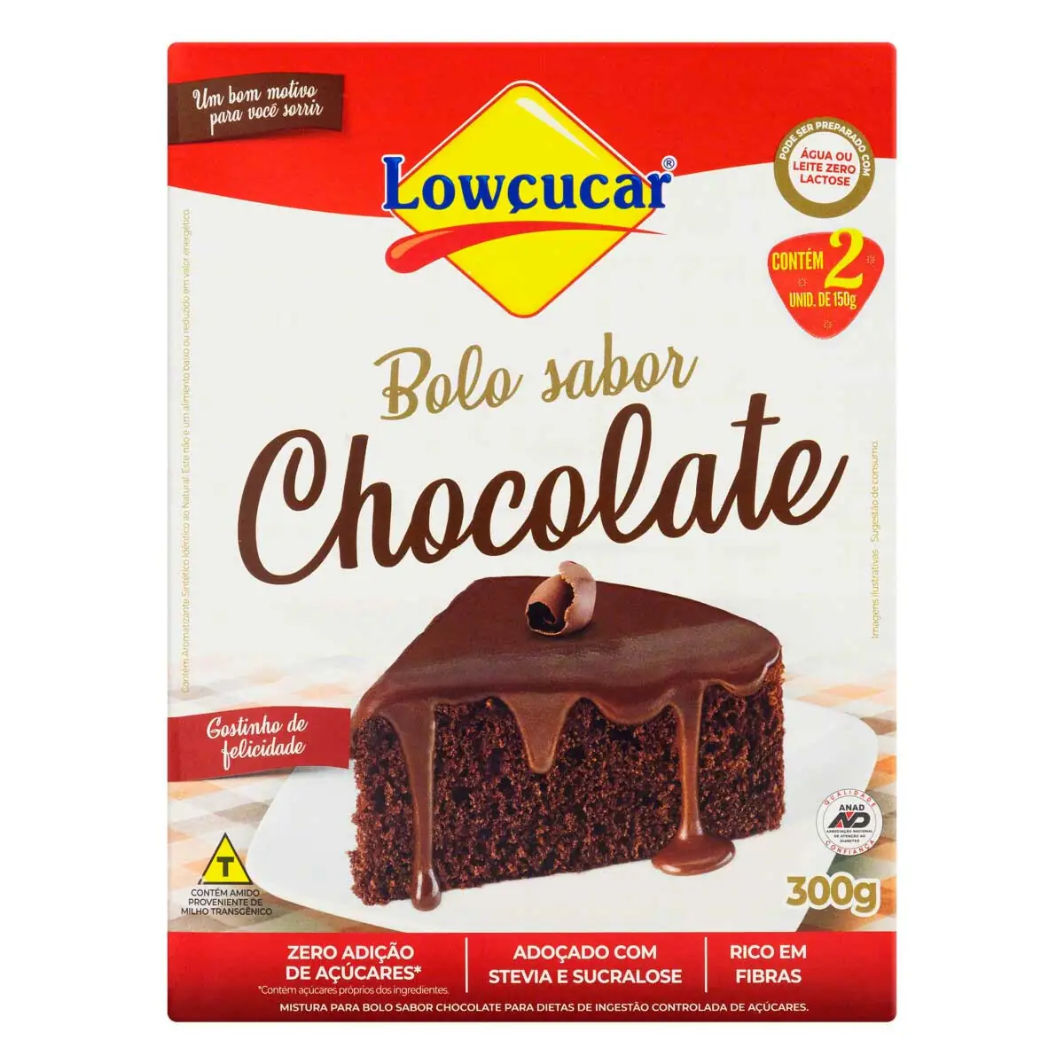Mistura Para Bolo Chocolate Lowçucar Caixa 300g 2 Unidades