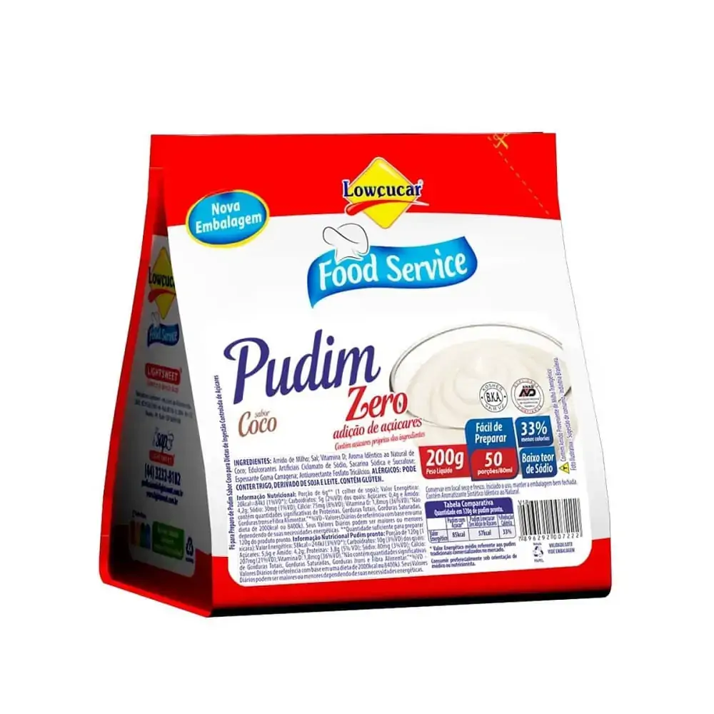 Pudim Lowçucar Zero Açucares Sabor Coco 200G