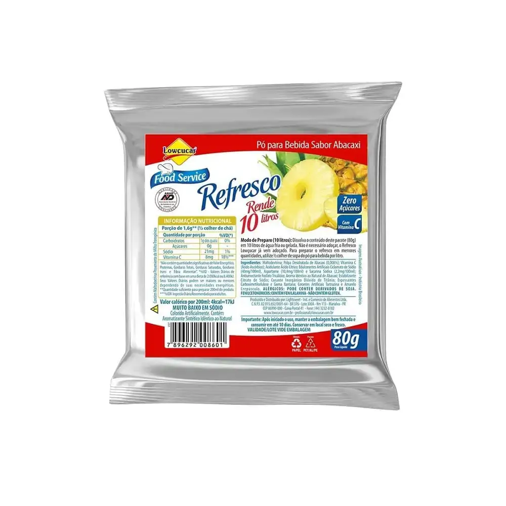 Refresco Magro Sabor Abacaxi Zero Açucares Refil 80G