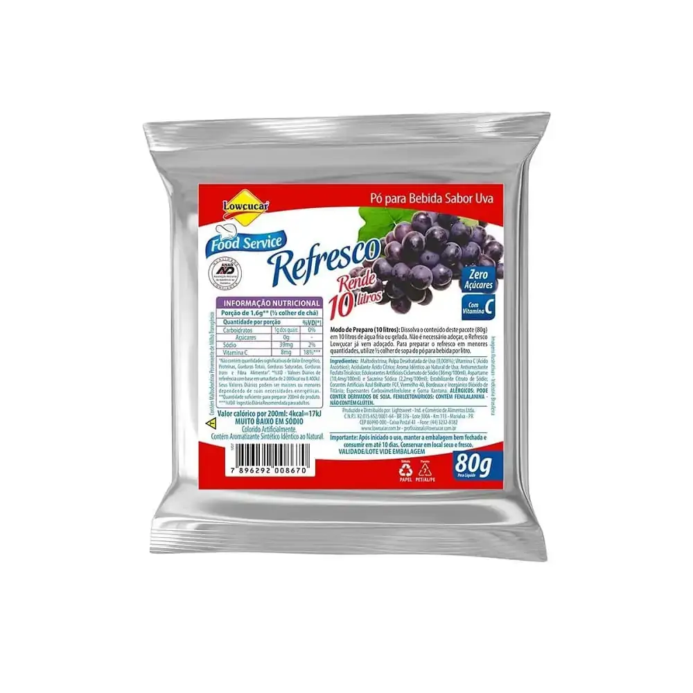 Refresco Magro Sabor Uva Zero Açucares Refil 80G