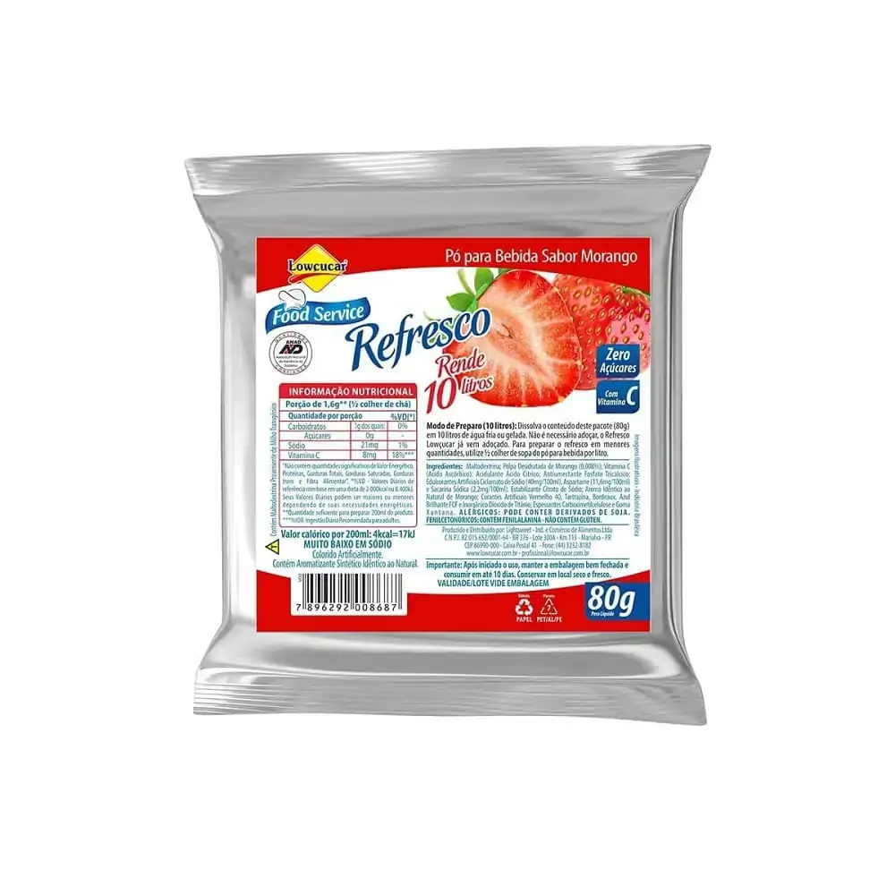 Refresco Magro Sabor Morango Zero Açucares Refil 80G