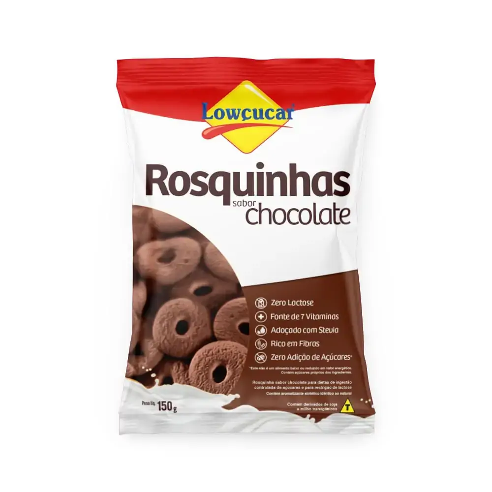 Biscoito Rosquinha Chocolate Diet Zero Lactose Lowçucar Pacote 150g